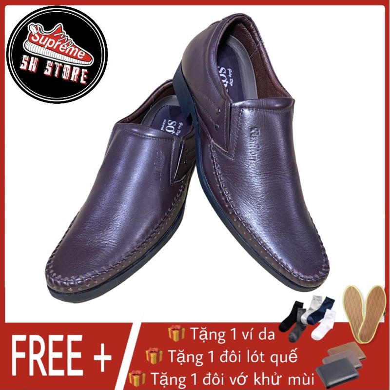 [QUÀ TẶNG+MIỄN SHIP]GIẦY TÂY CÔNG SỞ DA BÒ 100% NÂNG ĐẾ 5CM SƠN HÀ