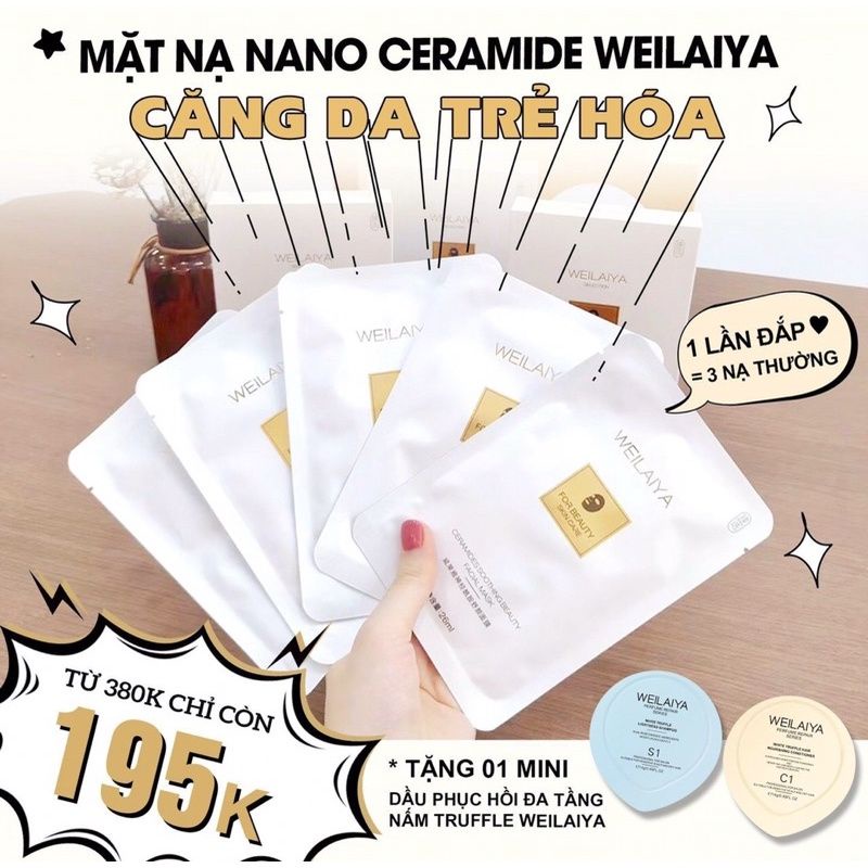 MẶT NẠ NANO CERAMIDE WEILAIYA - Tặng kèm test mini phục hồi.
