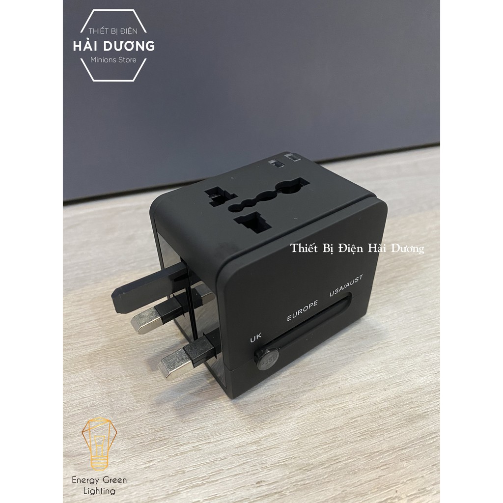 Ổ cắm điện quốc tế du lịch đa năng OC-122 2 cổng USB Travel AC Adapter - Có Video - BH 1 năm - Energy Green Lighting