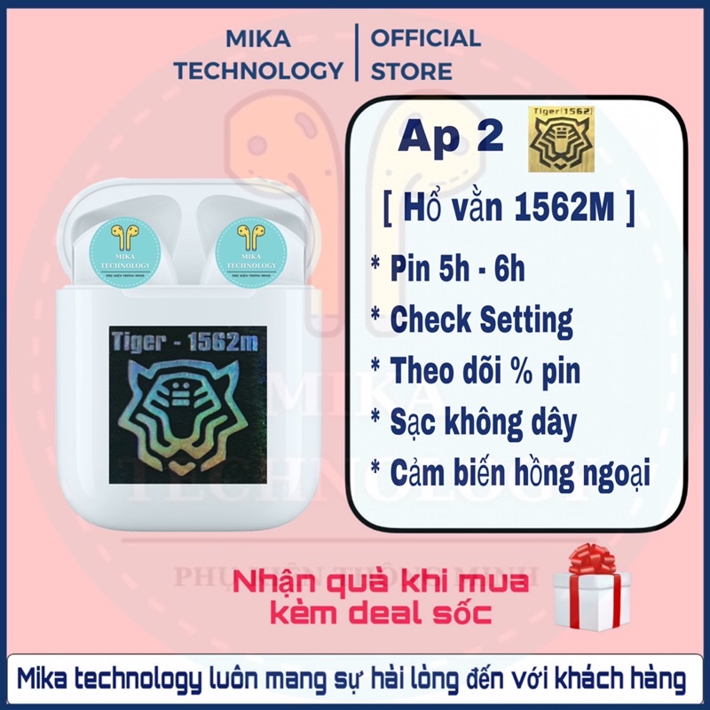 Tai nghe Bluetooth hổ vằn 1562m pin 6h check setting cản biến hồng ngoại