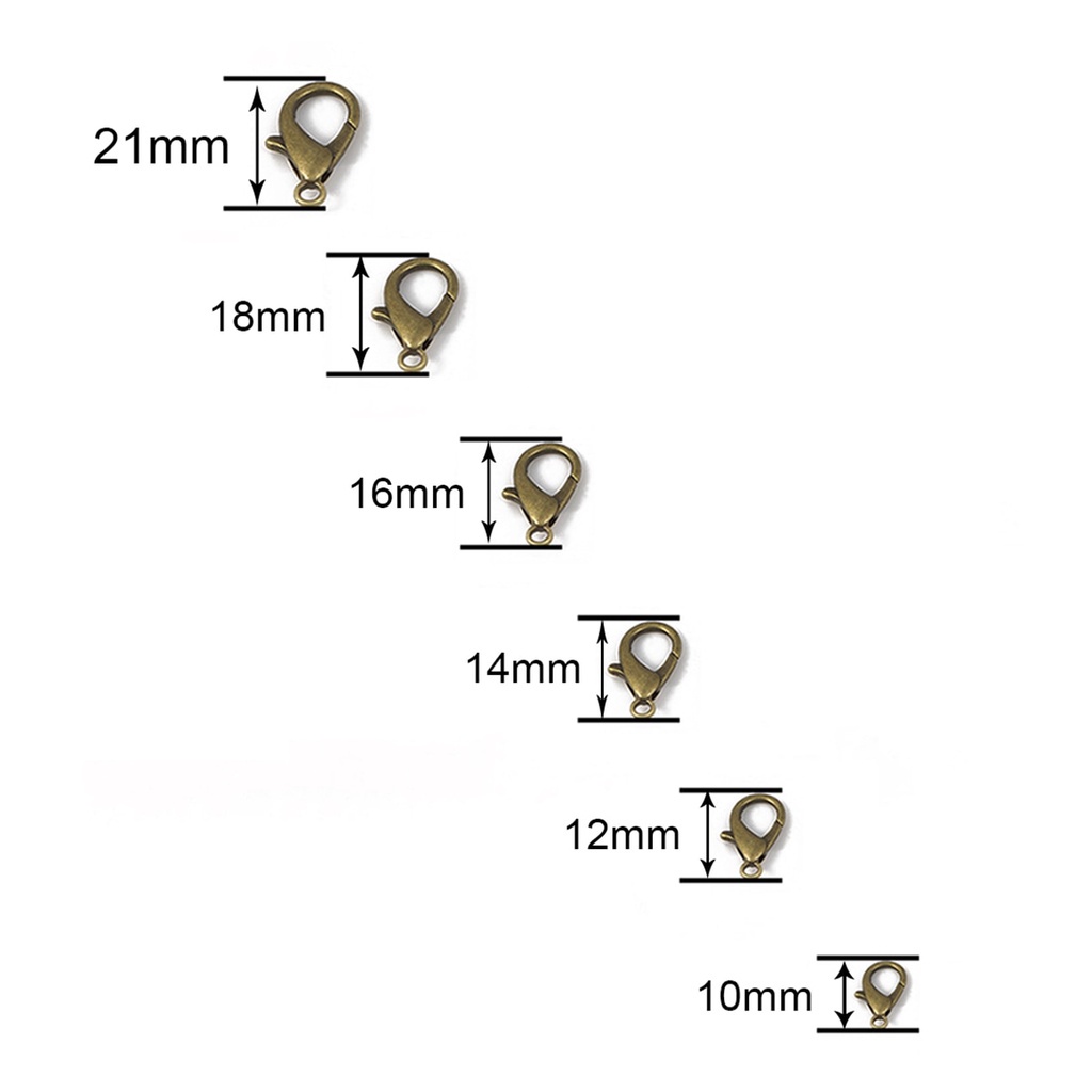 10 Móc khóa kim loại 7 màu 10/ 12/ 14/ 16/ 18/ 21mm dùng làm đồ trang sức thủ công
