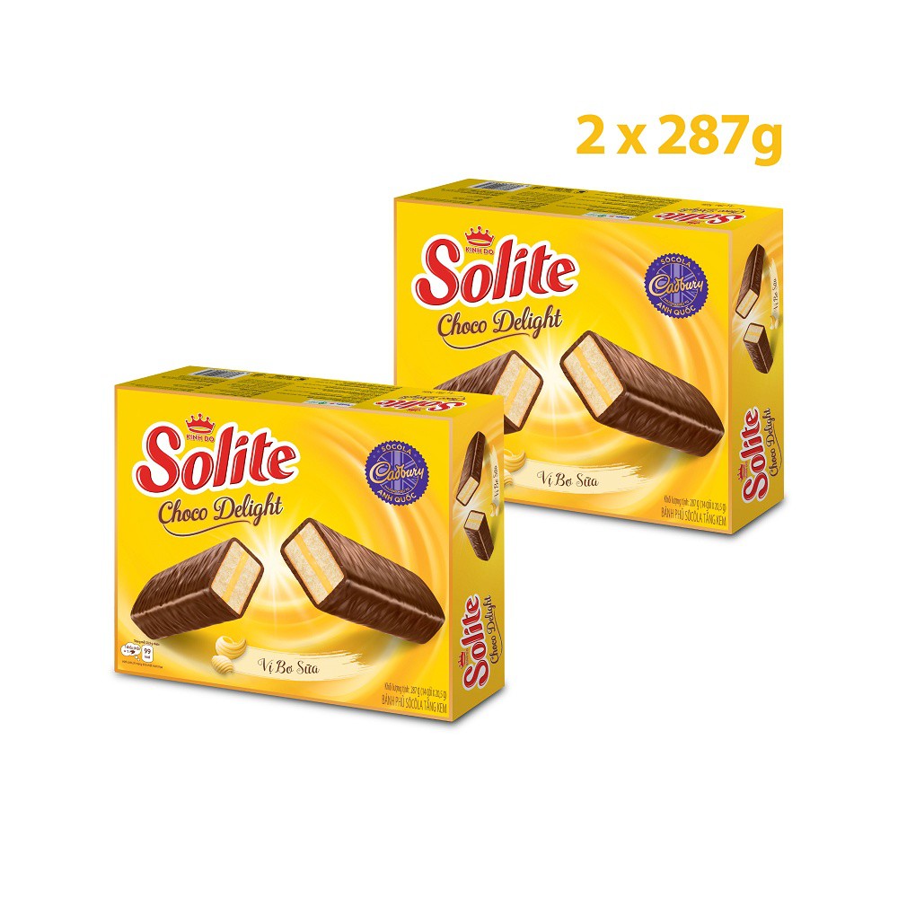 Combo 2 Hộp Bánh SOLITE Phủ Socola Tầng Kem 2x287g
