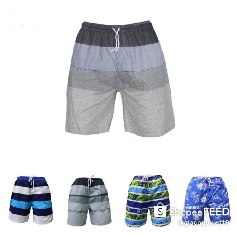 Quần short nam lưng thun sọc ngang Hometex