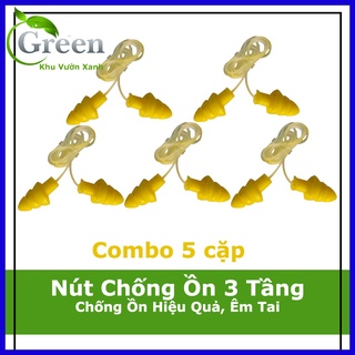 Combo 5 cặp nút bịt tai chống ồn 3 tầng mềm dẻo, chống ồn hiệu quả