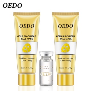 OEDO 2Pcs Gold Remove Blackhead Mask 40g+Hyaluronic Acid Shrink Pores Whitening Moisturizing Face Serum 10ml