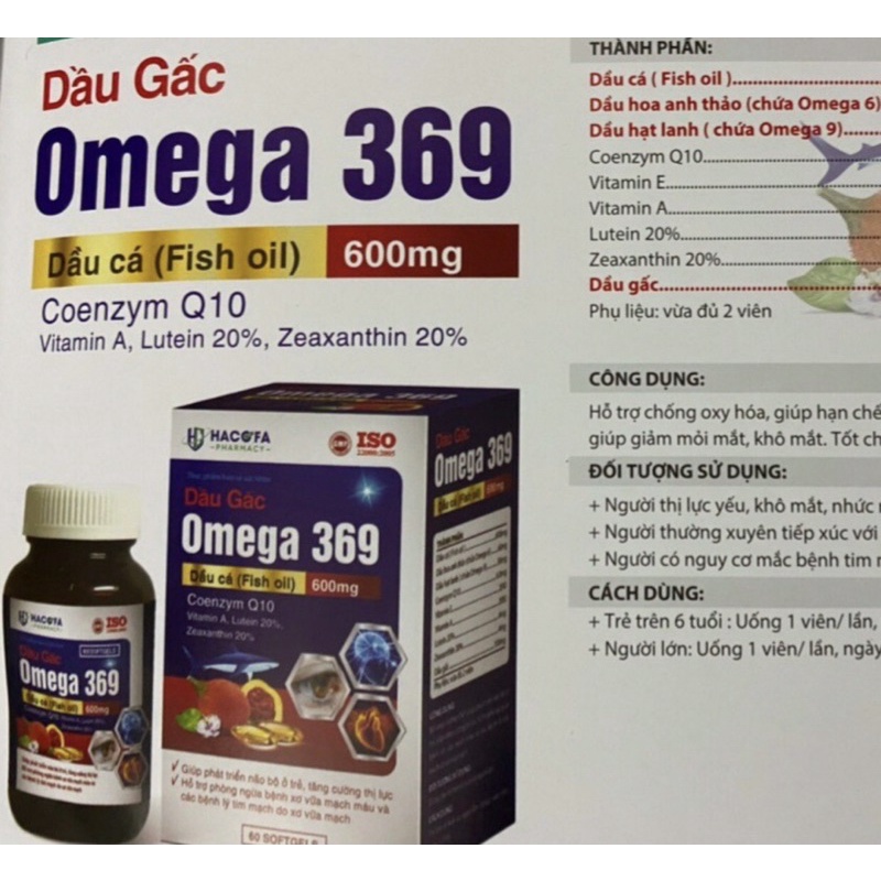 DẦU GẤC OMEGA 369_GIÚP CHỐNG MỎI MẮT,KHÔ MẮT,HỖ TRỢ BẢO VỆ TIM MẠCH