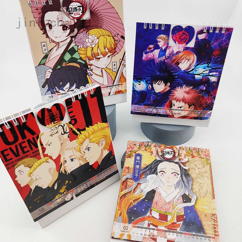 2022 Anime Tokyo Revengers Demon Slayer Jujutsu kaisen Desk Desktop Calendar Fans Collection Gift 2022.01~2022.12