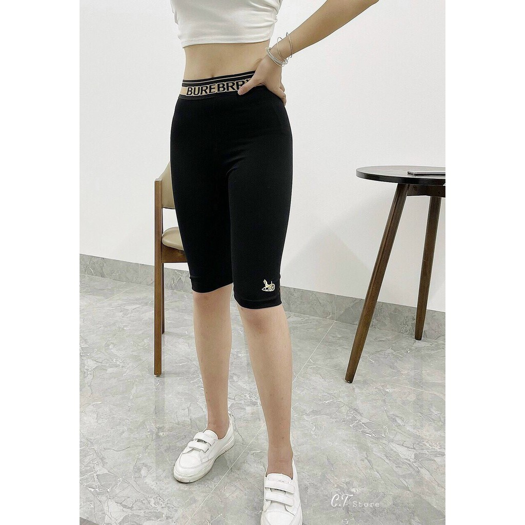 Quần legging nữ, quần legging ngố đùi lửng cạp chun in hình, quần tâp gym chất umi hàn