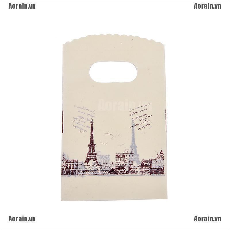 Bộ 100 Túi Xách Nhựa In Hình Tháp Eiffel Thời Trang Xinh Xắn