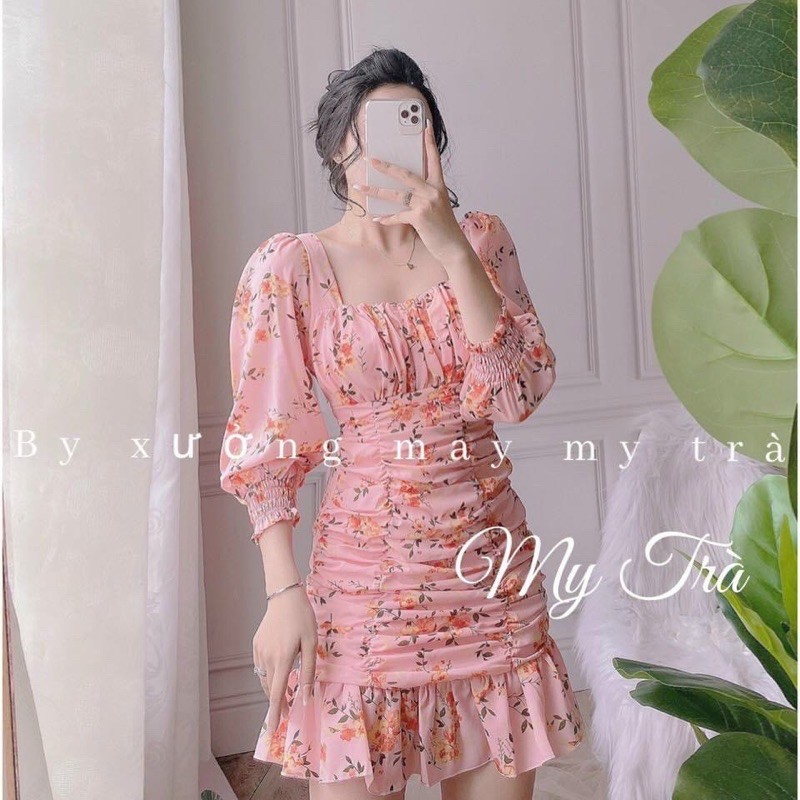 đầm hoa voan nhún bigsize 55kg-90kg✅🥰🥰