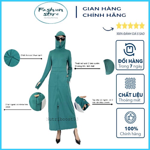 Áo Chống Nắng Lưới Tản Nhiệt 2 Lớp Dáng Dài Nữ , Áo chống nắng toàn thân thông hơi siêu thoáng hất vải thun kim cương