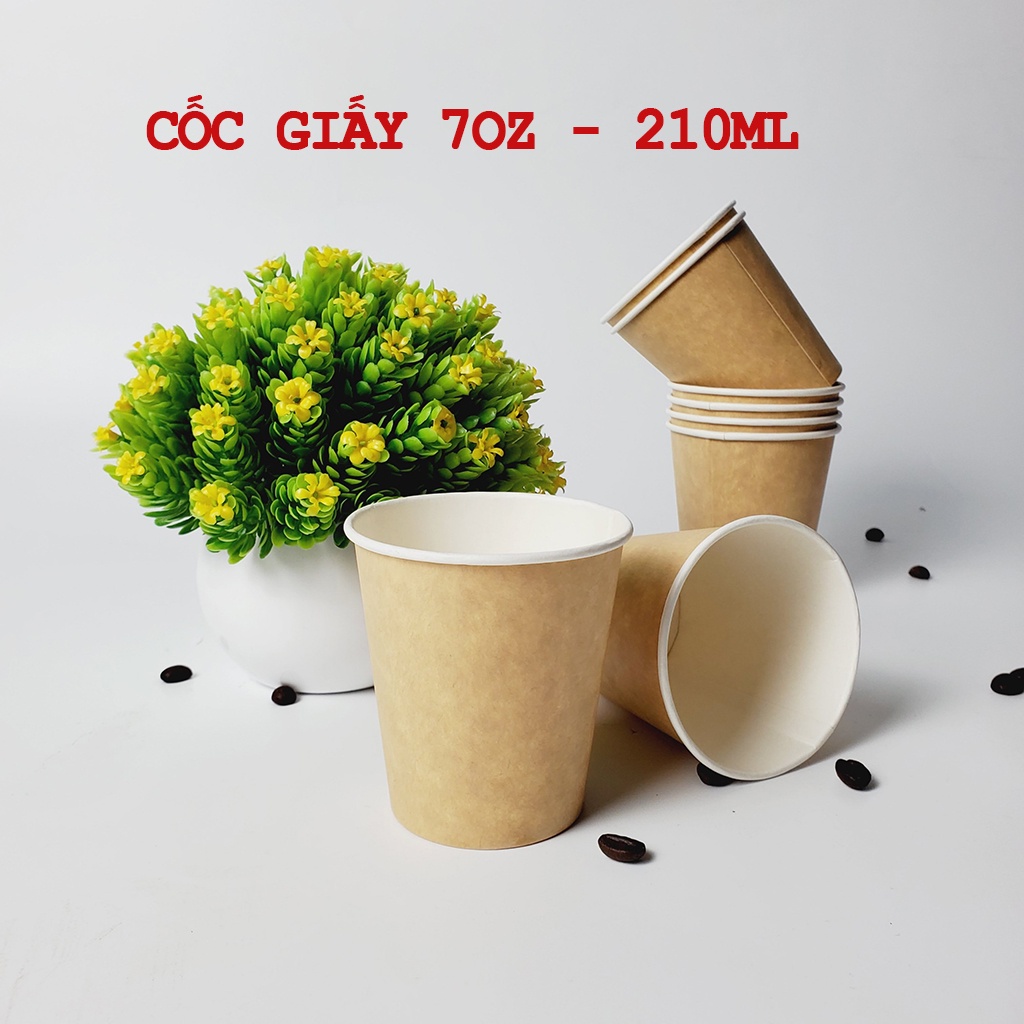 50 Ly Giấy 210ml - 7oz Màu Nâu Cốc Giấy NHẬP KHẨU HÀN QUỐC