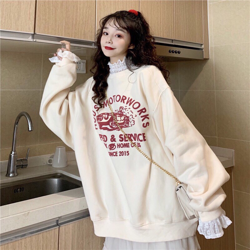 ÁO NỈ PEED IN PHỒNG - ÁO SWEATER THU ĐÔNG XANH BE ĐEN | BigBuy360 - bigbuy360.vn