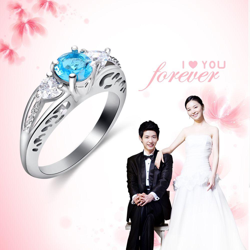 SUMU Nhẫn Đính Hôn Bạc Thời Trang