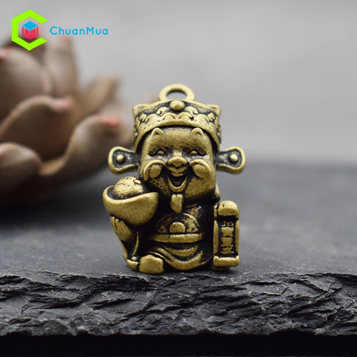 Tượng Ngũ Lộ Thần Tài Điêu Khắc Bằng Đồng Nguyên Khối Phong Thủy (Ông Thần Tiền, Thu Hút Tiền Tài, Hưng Thịnh, Móc Khóa)