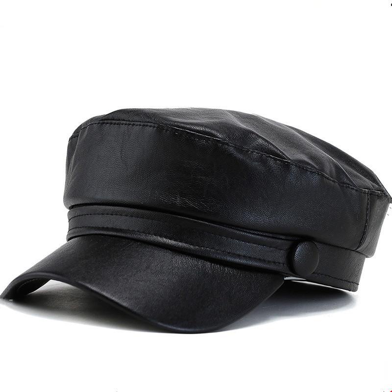 Nieuwe Mode Pu Leer Krantenjongenspet Kwaliteit Kunstenaar Vrouwelijke Koreaanse Achthoekige Casp Lente Winter Casual Baret Vrouwen Platte Hoeden Gorras