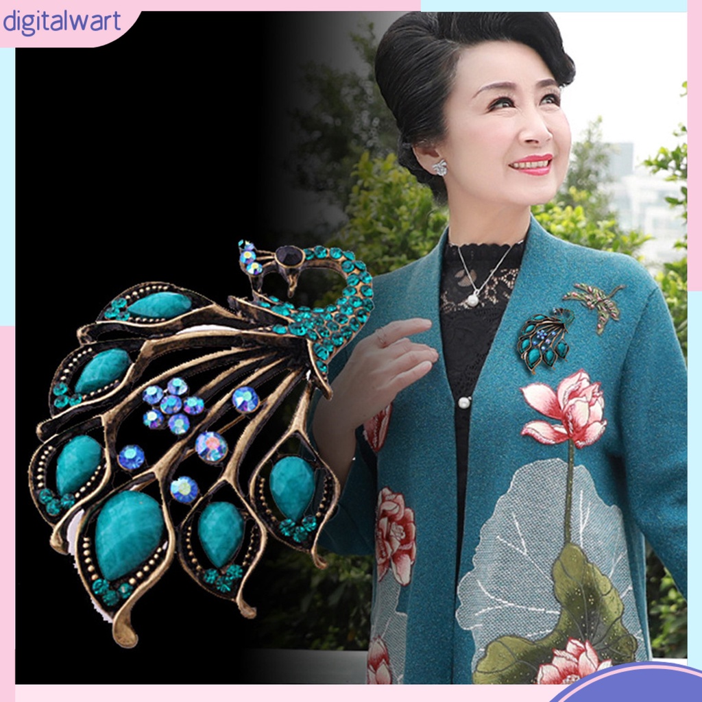 Trâm Cài Áo Hình Chim Công Đính Đá Thời Trang