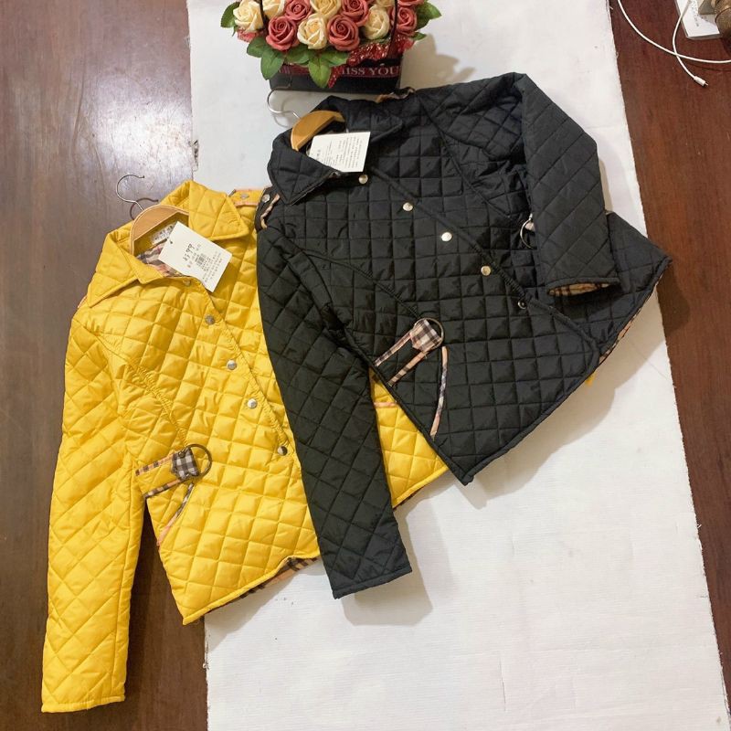 A682 Áo phao trần trám nữ, áo phao dáng ngắn trần trám thiết kế cổ đức, cúc bấm, phối kẻ bbr thời trang | BigBuy360 - bigbuy360.vn