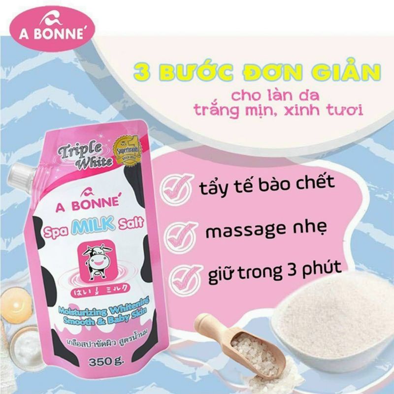 Muối Tăm Sữa Bò A bonne - Tẩy Tế Bào Chết Body Và Da Mặt Thái Lan Hương Sữa Tươi 350g