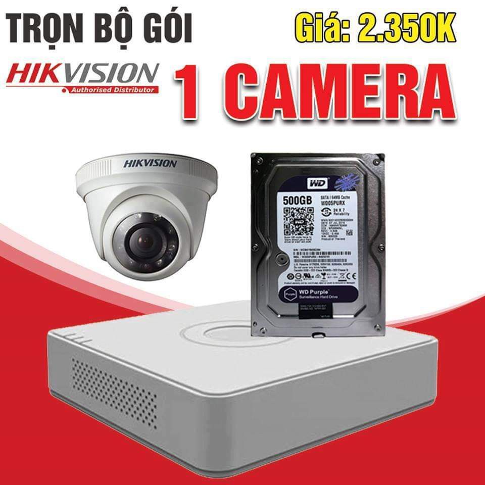 Trọn bộ 01 camera hikvision 1080P đủ phụ kiện