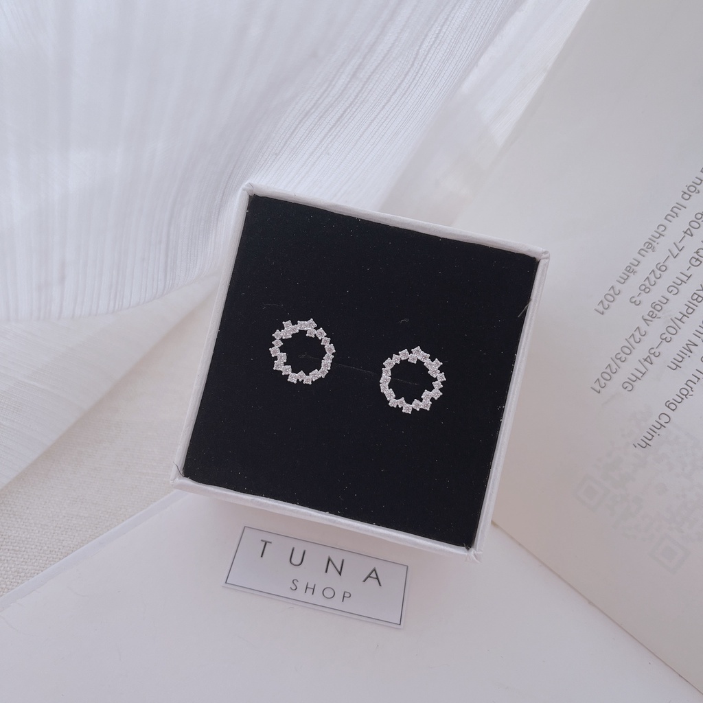 Khuyên tai tròn gắn đá, Bông tai Bạc huyền thoại biển xanh cao cấp TUNA SILVER 𝐂𝐚𝐦 𝐤𝐞̂́𝐭 𝐜𝐡𝐮𝐚̂̉𝐧 𝐁𝐚̣𝐜,  𝐓𝐫𝐚𝐧𝐠 𝐬𝐮̛́𝐜 𝐁𝐚̣𝐜