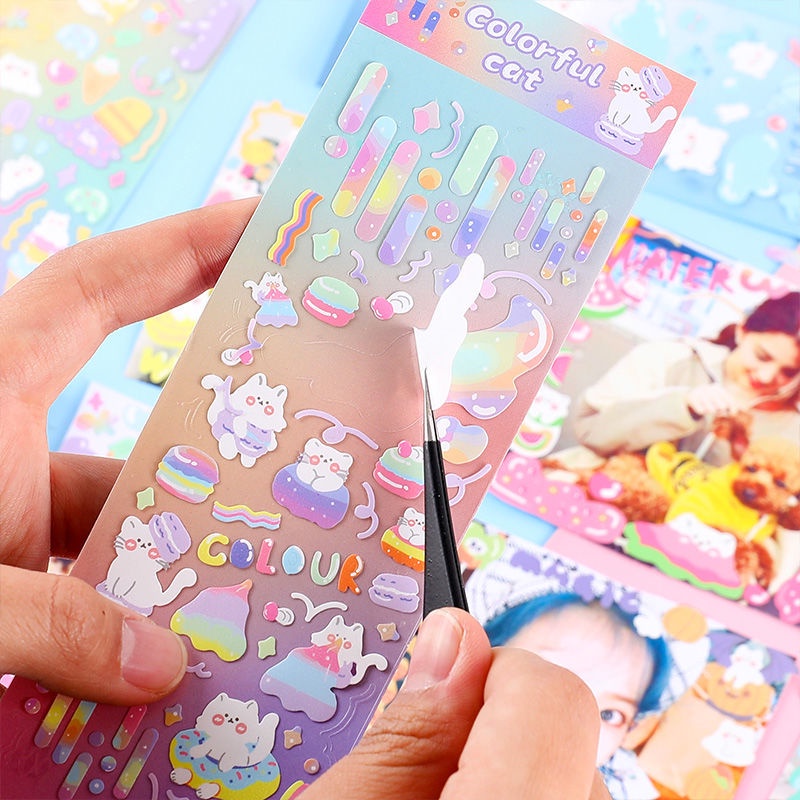 Sticker Dán Trang Trí Cho Album Ảnh Họa Tiết Mèo Dễ Thương Bắt Mắt Sành Điệu