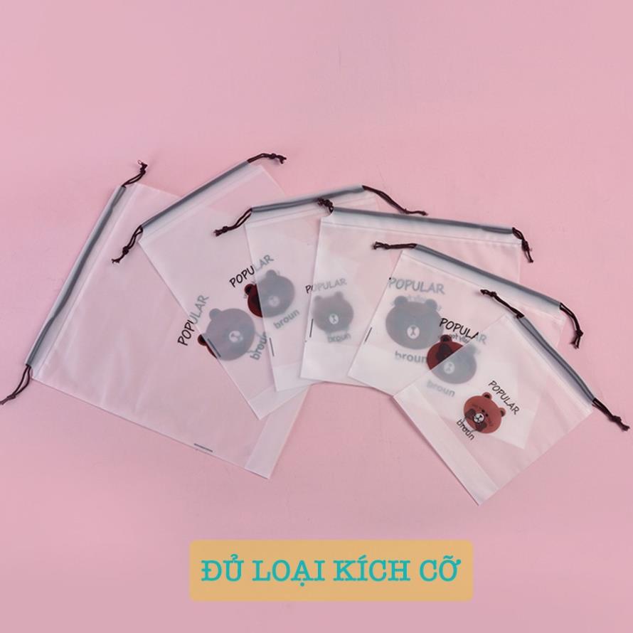 Túi Dây Rút Đựng Giày Dép, Đựng Quần Áo, Đồ Lót, Đồ Bơi Chống Nước Hình Gấu M001