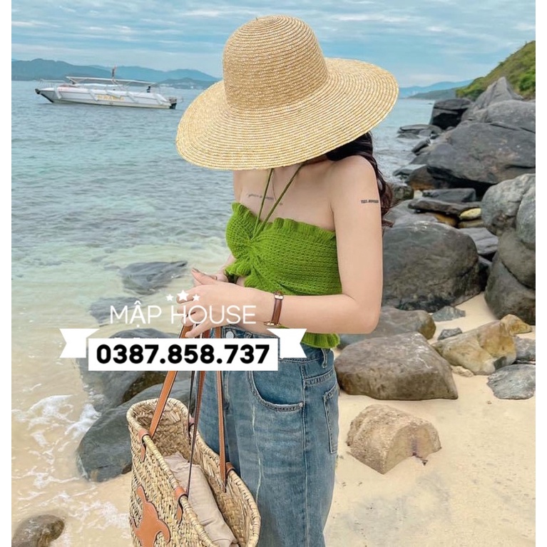 Mũ cói dáng chuông cao cấp phong cách Hàn Quốc mix được với rất nhiều phong cách