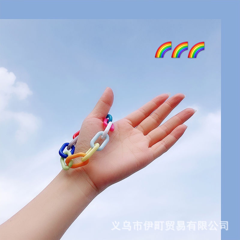 Vòng đeo tay mắt xích chất liệu nhựa resin trong suốt nhiều màu sắc cá tính