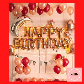 Trang trí sinh nhật người lớn 🍓FREESHIP🍓 Set bóng trang trí sinh nhật người lớn, bé gái màu rose gold 🎁CÓ QUÀ TẶNG KÈM