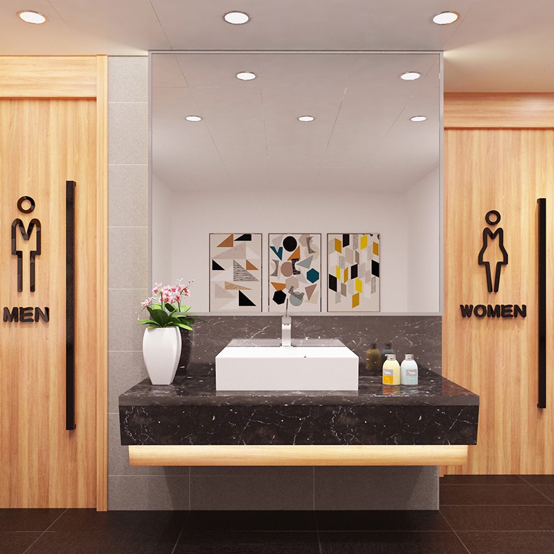 Tranh dán tường mica 3d decor khổ lớn dán cửa nhà vệ sinh wc toilet Nhiều Size - EPeBen