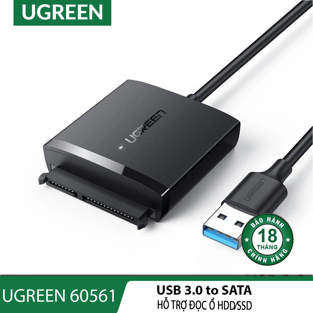 USB 3.0 to SATA Ugreen 60561 hỗ trợ đọc ổ HDD/SSD, 2.5”/3.5”