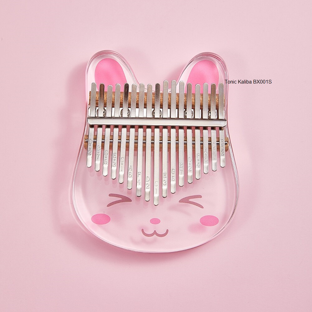 Đàn kalimba trong suốt pha lê BX001S 17 phím Tonic hình thỏ hồng nháy mắt - Fullbox Hàng chính hãng