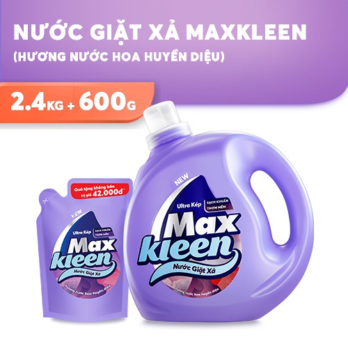 Combo Chai Nước Giặt Xả MaxKleen 2.4 Kg + Túi Nước Giặt Xả MaxKleen Hương Huyền Diệu 600g