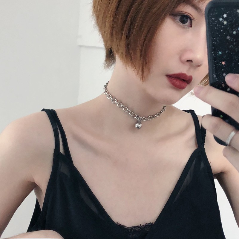 Dây Chuyền Thép Titan Mặt Tròn Nhỏ Phong Cách Âu Mỹ Hàn Quốc Đơn Giản Độc Đáo Cho Nữ
