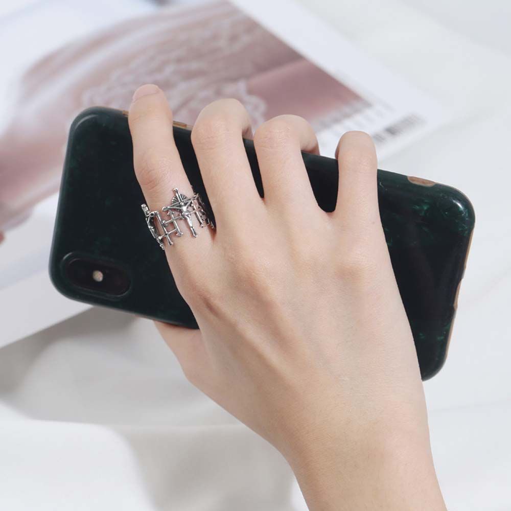 Nhẫn hở mạ bạch kim nhiều màu sắc phong cách gothic cổ điển độc đáo cho nữ