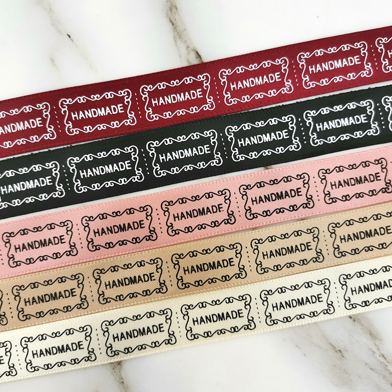 Cuộn Dây Ruy Băng 15mm 25 Yards In Họa Tiết Trắng Đen