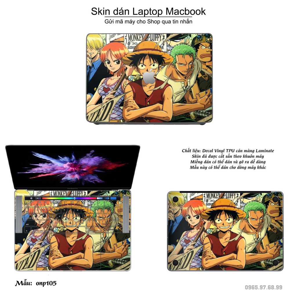 Skin dán Macbook mẫu One Piece (đã cắt sẵn, inbox mã máy cho shop)