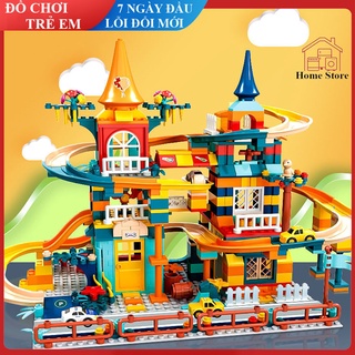 Đồ chơi xếp hình đường ray ô tô lắp ráp hình khối thông minh, bộ đồ chơi xếp hình dành cho trẻ em.