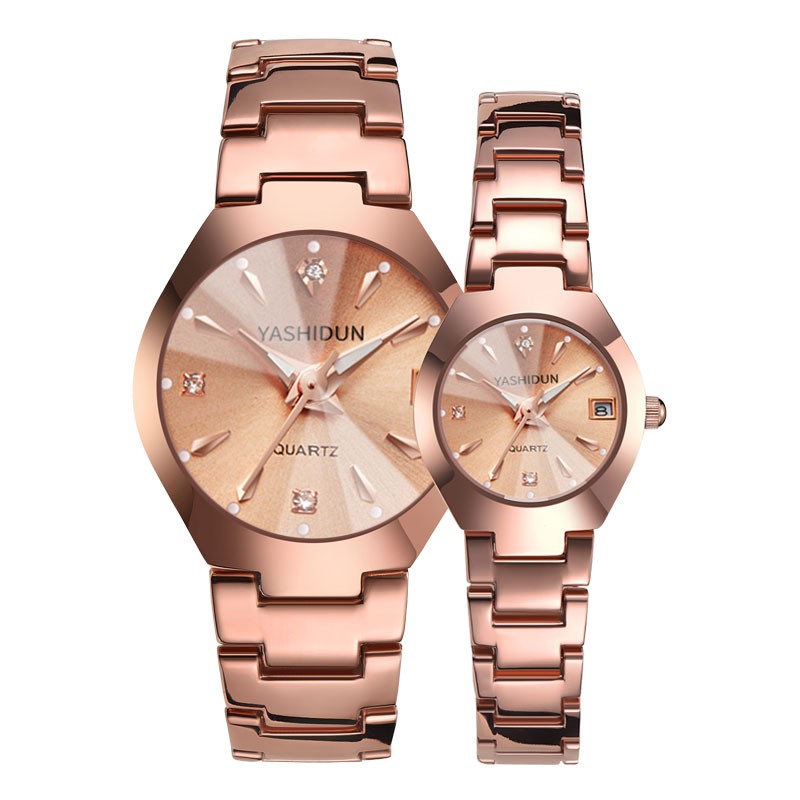 RUIWAY Buy 1 get 1 free (100% original), can wear both men and women, Couple watch with calendar , waterproof,Alloy strap