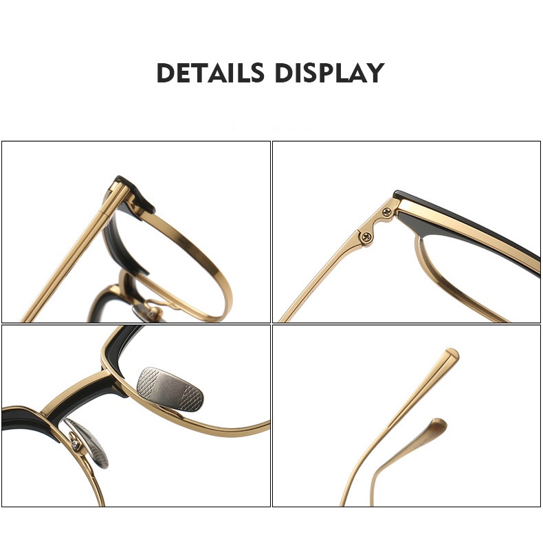 Mắt Kính Màu Đen Bằng Titan Nhẹ Cân Bằng Phong Cách Wilington Phong Cách Nhật Bản Retro Cho Nam