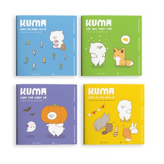 Bộ sách 4 cuốn Ehon Bé học toán cùng Kuma cho bé từ 2 tuổi đến 6 tuổi.