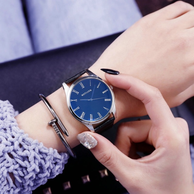 Đồng hồ nam nữ MSTIANQ kim xanh kính phản quang thời trang lịch lãm (Giá 1 cái) | BigBuy360 - bigbuy360.vn