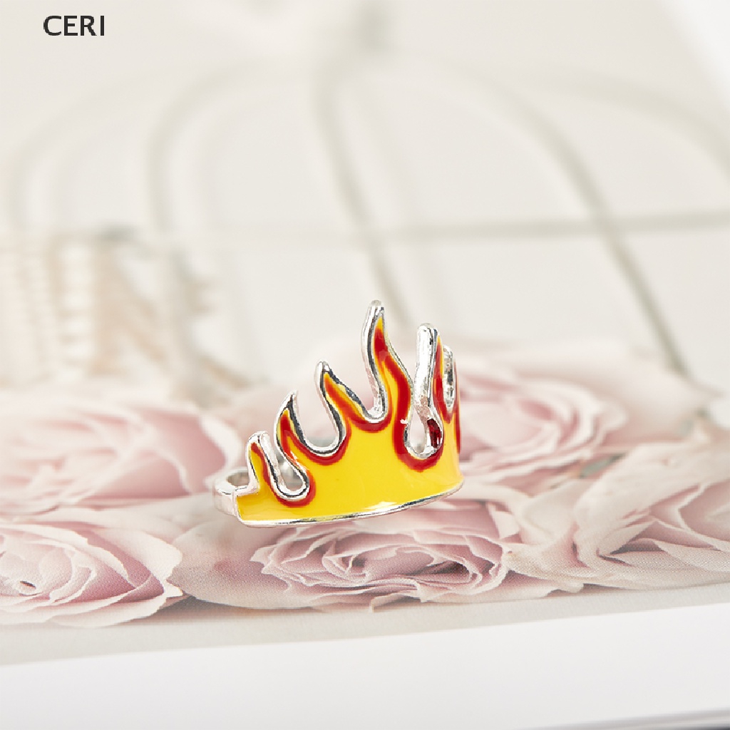 CE Goth Punk Flame Ring Women Men Girls Boys Hip Hop Flame Opening Party Ring RI
