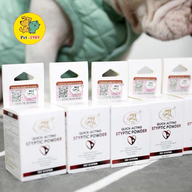 Bột Cầm Máu Cho Chó Mèo Chim Friend baby Quick-Acting Styptic Powder Lọ 18g Pet-1989