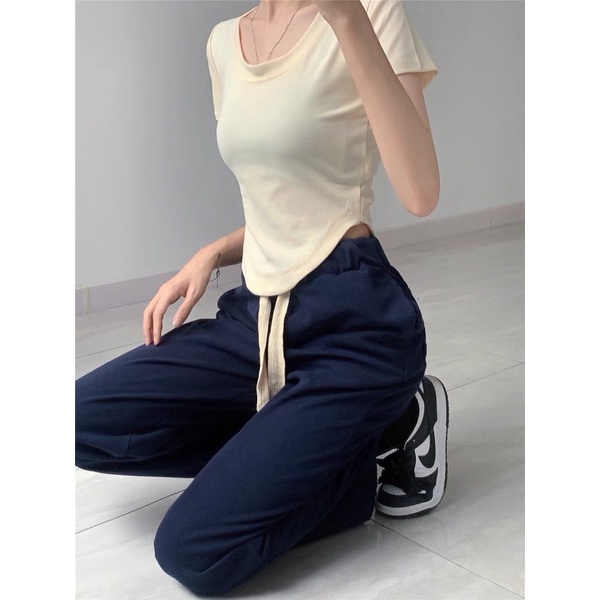 Áo phông vạt lệch ôm body siêu tôn dáng