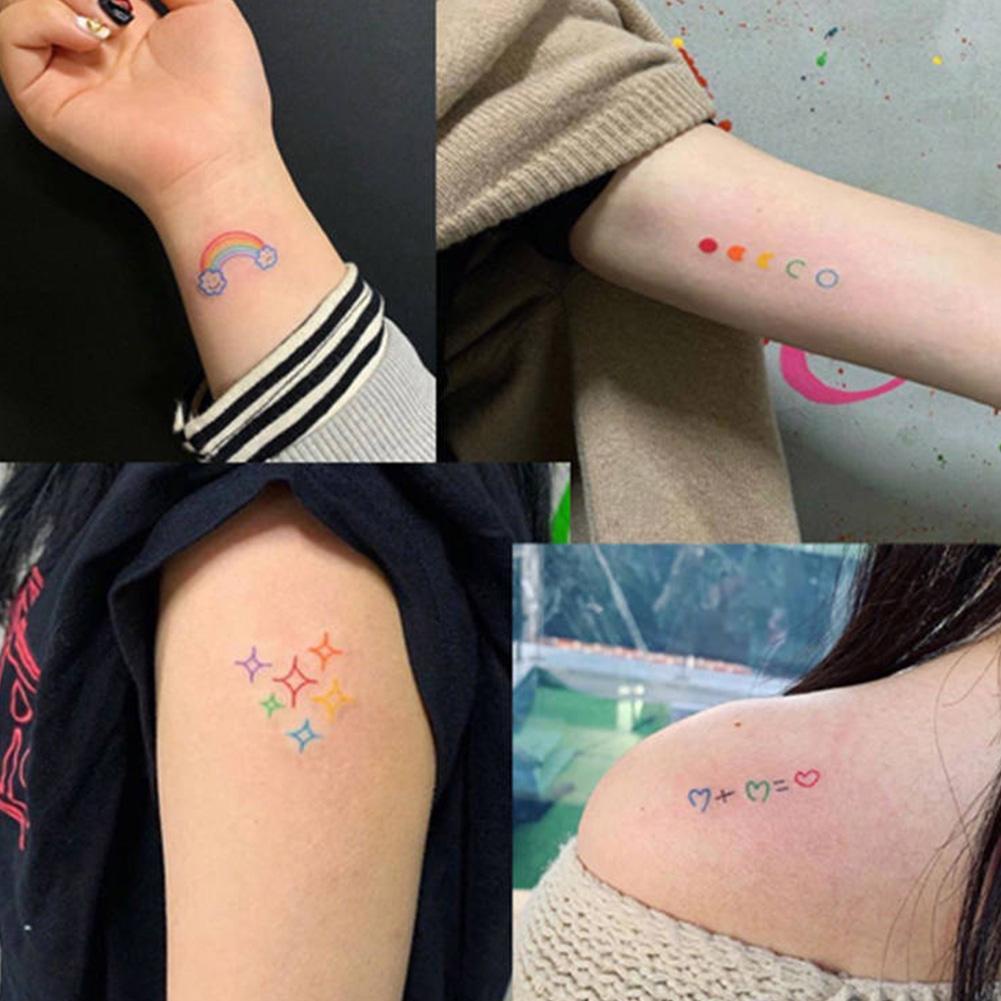Miếng dán hình xăm mặt gấu/ngôi sao/mặt cười dễ thương