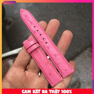 Dây đồng hồ da bụng đà điểu - Hồng cánh sen