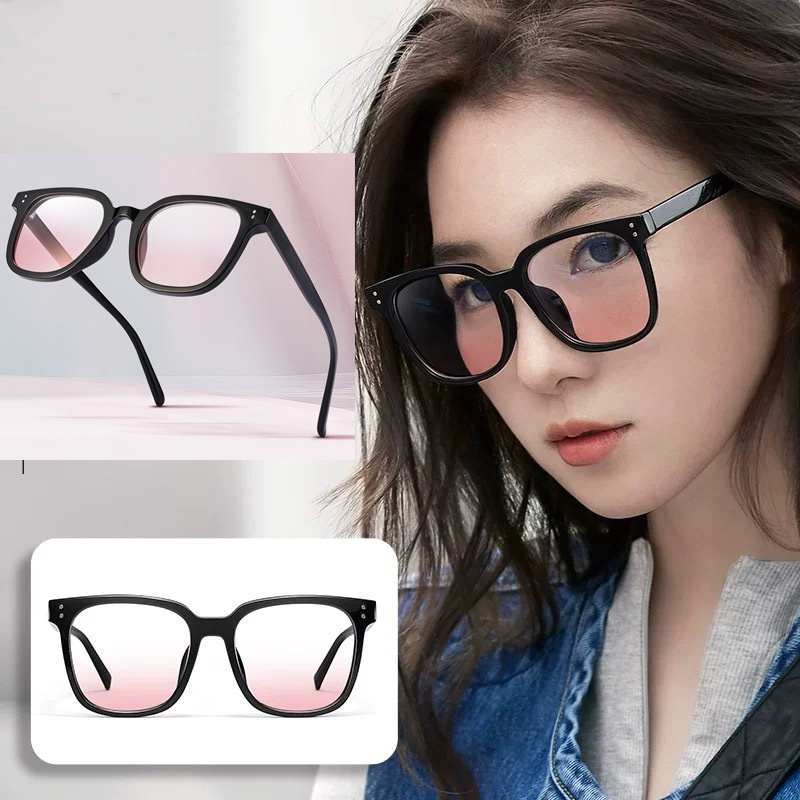 Kính Mát Chống Nắng Gọng Đen Tròng Màu Nâu Gradient Thời Trang 2022 Cho Nữ