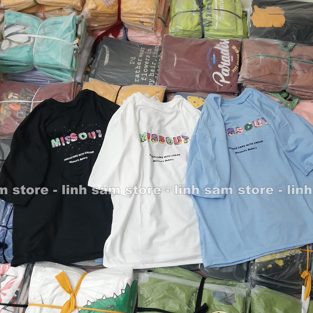 Áo thun tay lỡ nữ freesize phông form rộng Unisex, mặc lớp, nhóm, cặp in chữ missout BAKERY | BigBuy360 - bigbuy360.vn
